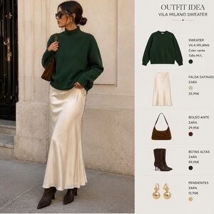 Vila Milano Green Turtleneck Sweater